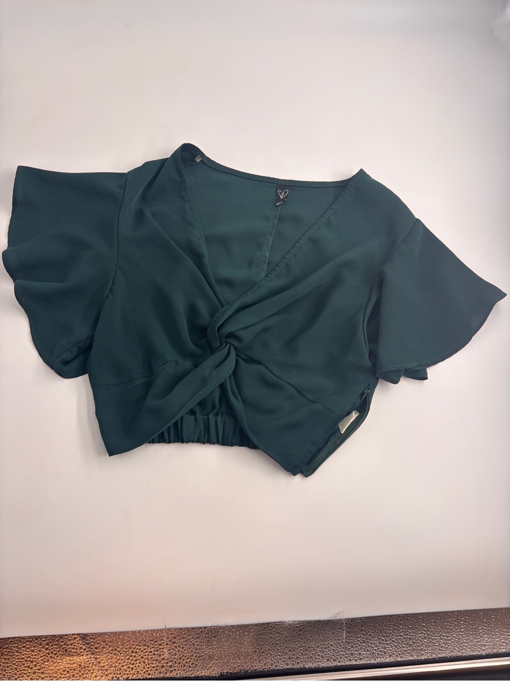 Dark Green Twist-Front Crop Top